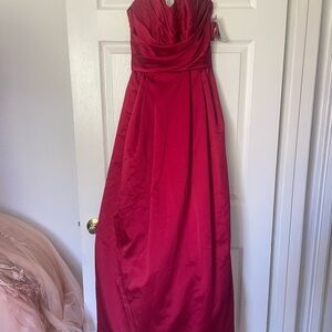 David's Bridal Red Strapless Sweetheart Gown